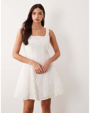 Y.A.S 3d Floral Applique Flippy Mini Dress - White