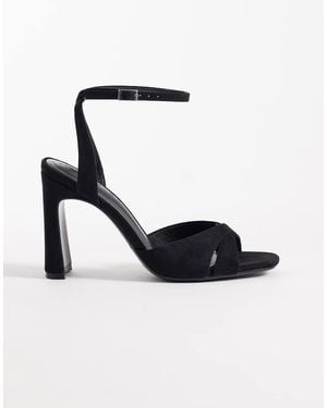 ASOS Wide Fit Nightcap Cross Strap Detail Barely There Block Heel Sandals - White