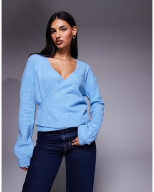 Kaiia Knitted Wrap Cardigan - Blue