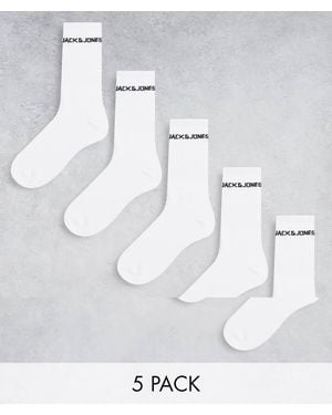 Jack & Jones 5 Pack Logo Sports Socks - White