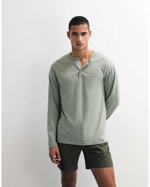 ASOS Relaxed Long Sleeve Henley T-shirt - Grey