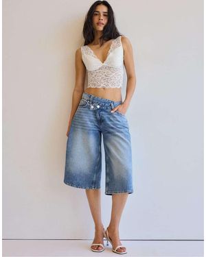 Stradivarius Lace Top - Blue