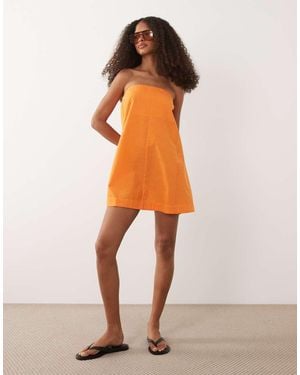 ASOS Cotton Linen Bandeau Mini Sundress - Orange