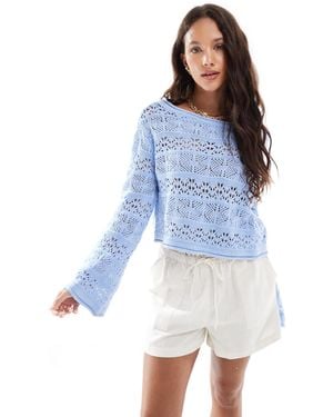 Cotton On Cotton On Crochet Boatneck Pullover - Blue
