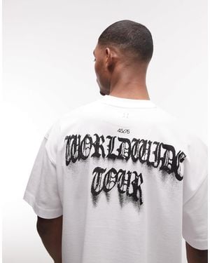 4505 Oversized Heavyweight Quick Dry Cotton T-shirt With Tour Graphic - White