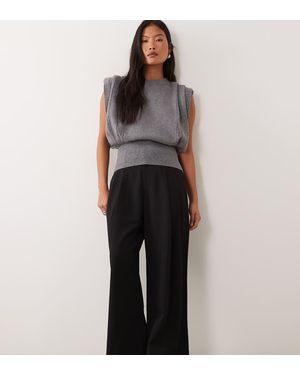 Only Petite Pantalones De Sastre De Pernera Ancha Plisados En - Negro