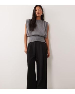 Only Petite Pantaloni Sartoriali A Pieghe A Fondo Ampio Neri - Nero