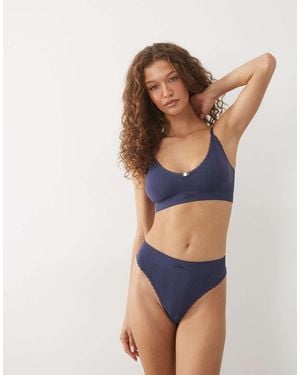 Boux Avenue Pointelle High Leg Thong - Blue