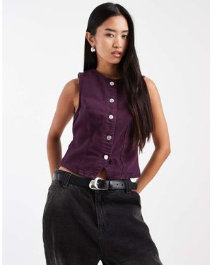Miss Selfridge Denim Fitted Waistcoat - Purple