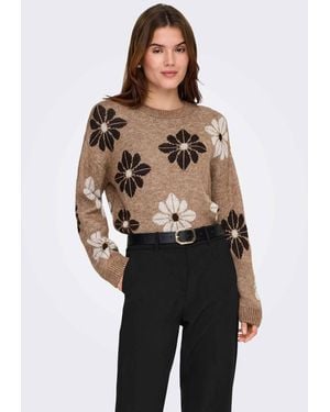 ONLY Pull en maille couleur noix - Multicolore
