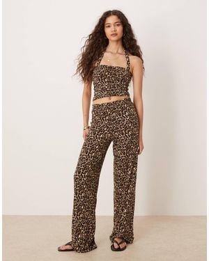Vila Slinky Jersey Trouser Co-ord - Natural