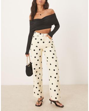ASOS Vaqueros Dad Amarillo Crema Con Estampado De Lunares De - Neutro