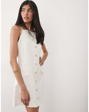 River Island Strappy Button Down Mini Dress - White