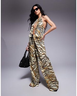 ASOS Gia Satin Beach Trouser - Metallic