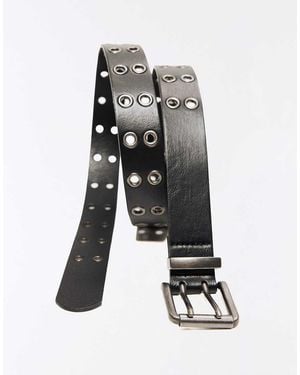 Bershka Wide Eyelet Belt - White