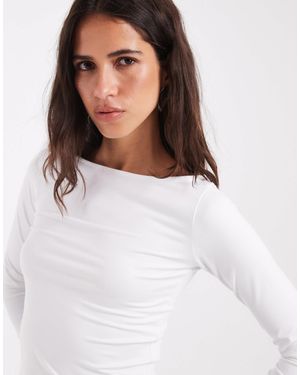 Hollister Seamless Long Sleeve Slash Neck Top - White