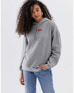 Pull&Bear Stranger Things Hoodie In Gray