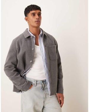 New Look Geborstelde Shacket - Grijs