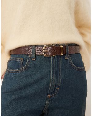 Mango Ceinture texturée effet croco - marron - Bleu