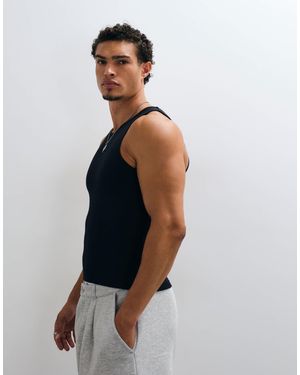 Collusion Ribbed Racer Tank Top - White