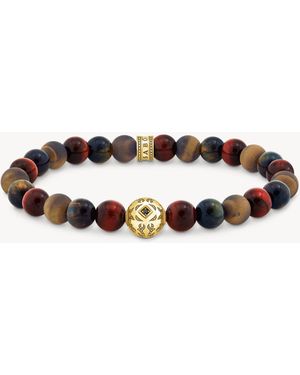 Thomas Sabo – vergoldetes, buntes perlenarmband mit tigerauge-perlen - Braun