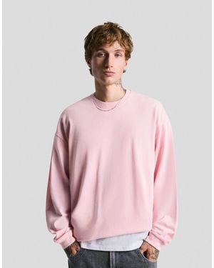 Bershka – langärmliges, kastiges t-shirt - Pink