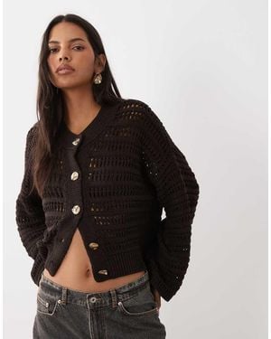 ASOS Cárdigan De Punto Con Botones Dorados - Negro