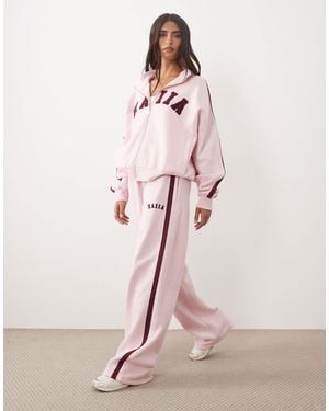 Kaiia Jogger-kombiteil mit hohem baumwollanteil, stickerei mit logo-detail, weitem bein, - Pink