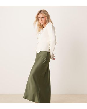 New Look Satin Midi Bias Skirt - White