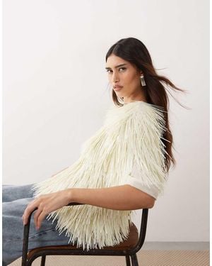 ARRANGE All Over Shard Sequin Strong Shoulder T-Shirt - White