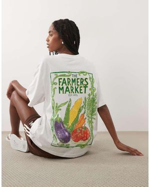 ASOS Oversized T-Shirt Met Distressed Farmers Market-Print - Meerkleurig