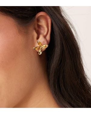 ASOS 14k Plated Stud Earrings With Small Floral Design - Black