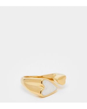 ASOS Waterproof Stainless Steel Ring With Heart Detail - Metallic