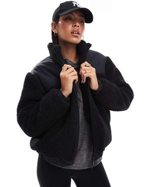 South Beach Borg Zip Up Padded Jacket - Black