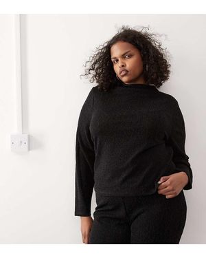 Noisy May High Neck Glitter Top Co-ord - Black