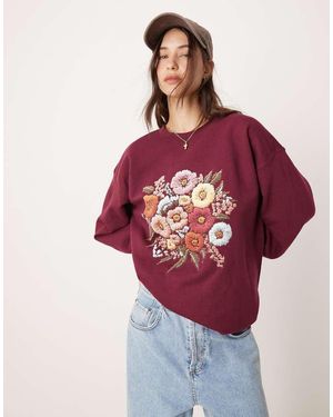 Miss Selfridge Floral Print Oversized Sweatshirt - Red