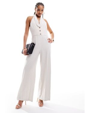 River Island Stripe Tailored Jumpsuit - White