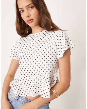 ASOS Boxy Fit Ruffle Detail Top - White