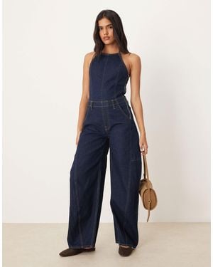 Abercrombie & Fitch – barrel leg jeans-jumpsuit - Blau