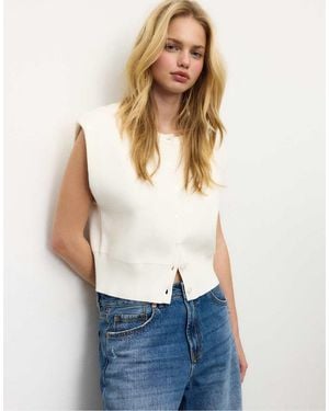 Stradivarius Knit Vest With Padded Shoulders - Blue