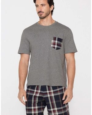 Tezenis Short Cotton Pyjamas With Canvas Pocket - Grey