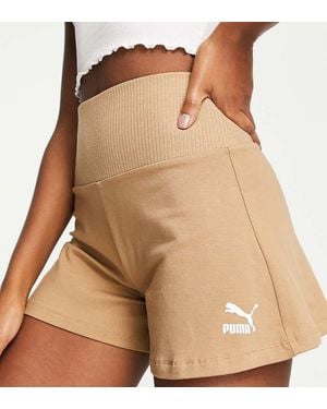 PUMA Pantalones Cortos Tostados Estilo Bóxer De Talle Alto Exclusivos En Asos De -Marrón - Neutro