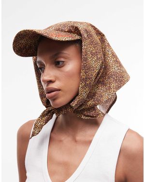 Collusion Leopard Print Cap With Tie - Brown
