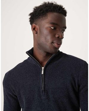 SELECTED Chenille Half Zip - Blue