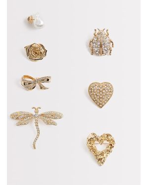 ASOS Pack De 7 Broches Dorados Con Diseño Ecléctico De - Blanco