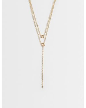 ASOS Multi-Row Chain Necklace With O-Ring Details - White