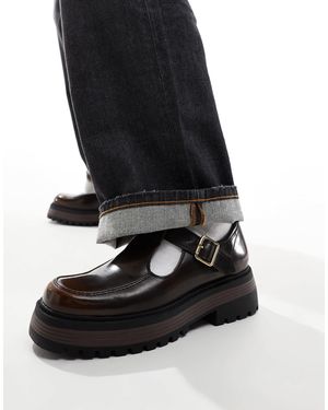 ASOS – loafer im mary-jane-stil aus kunstleder - Schwarz