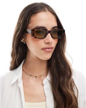 Aire Gafas De Sol Efecto Carey Con Montura Rectangular Estrecha Y Lentes Amarillas Ceres De - Marrón