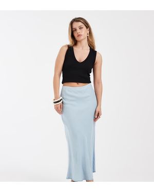 Only Petite Maxi Rok Van Chambray Denim - Blauw