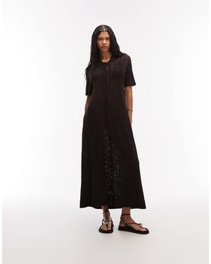 Lacoste Laser Cut Croc Maxi Beach Dress - White